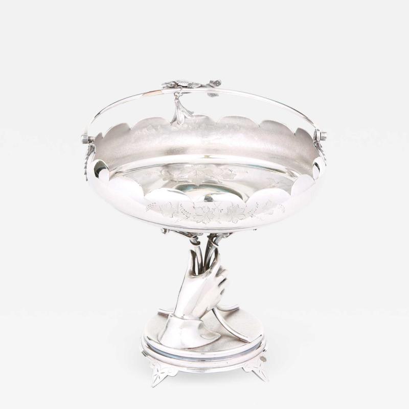 Silver Plated Decorative Bouquet Basket Centerpiece
