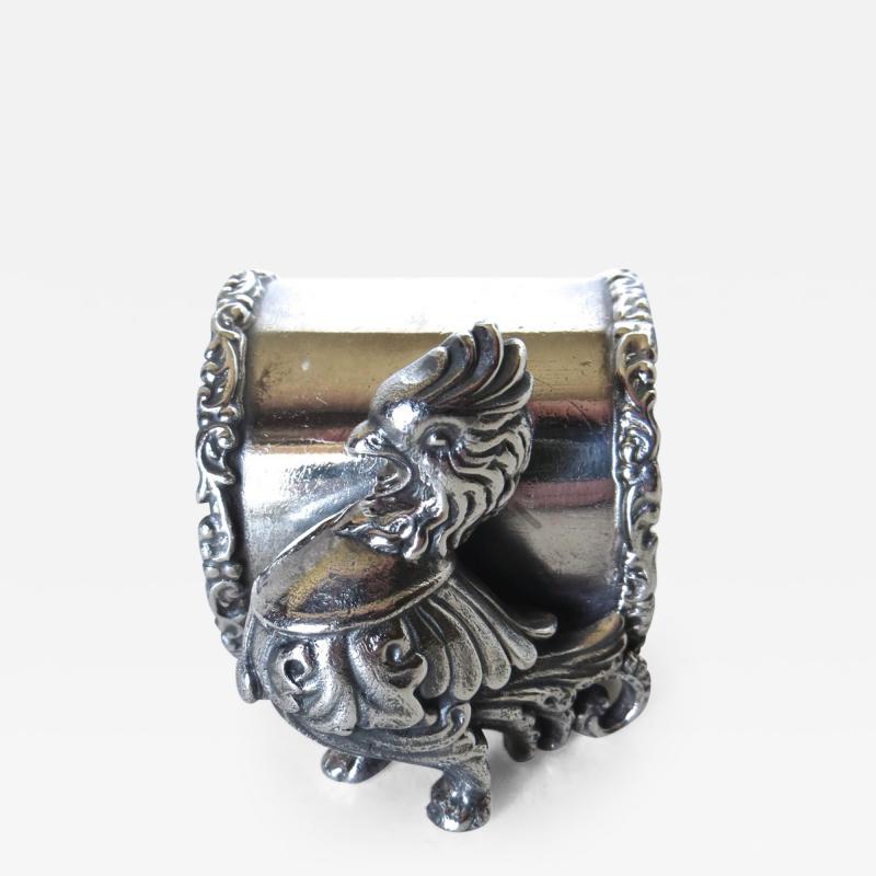 Silver Plated Figural Chicken Napkin Ring American circa 20th Century