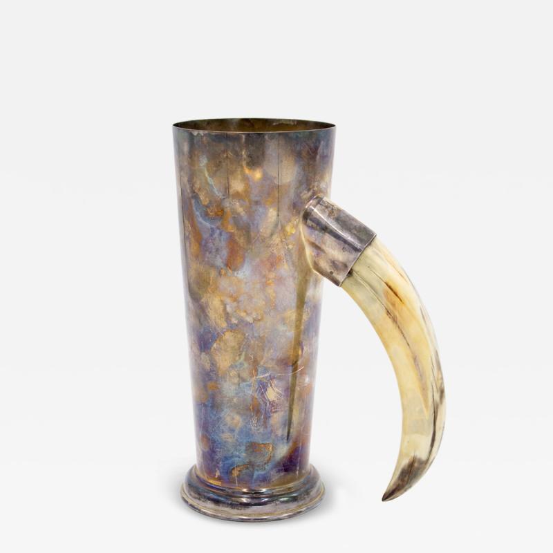 Silver Plated Tankard with Boar Tusk Handle