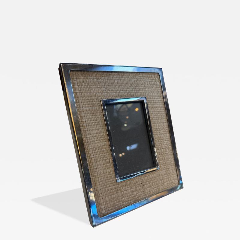 Silver Tone and Woven Rattan Picture Frame