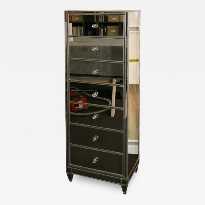 Silver Trim Mirrored Semainier