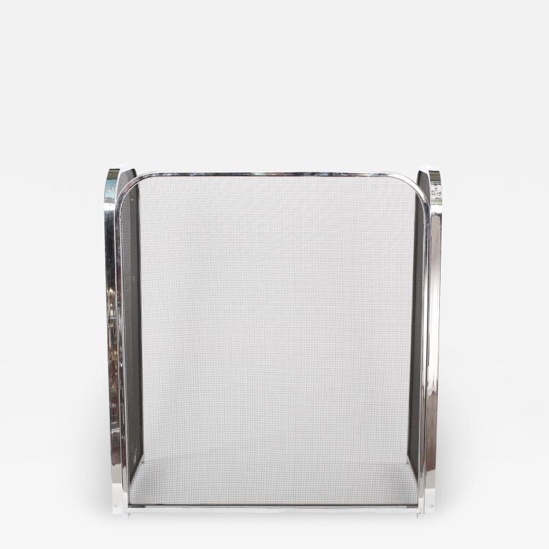 Silvered Framed Mesh Interior Fire Place Screen