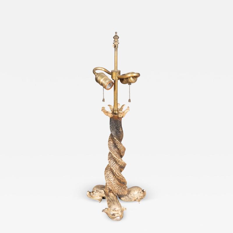 Silvered Metal Dolphin Form Table Lamp