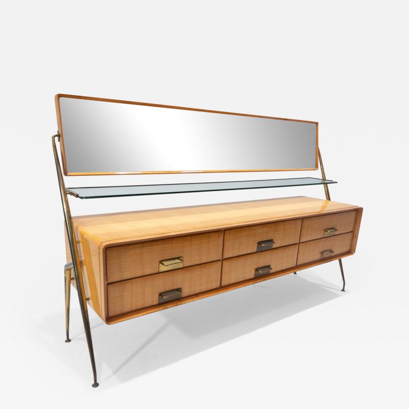 Silvio Cavatorta Mid Century Modern Mirrored Sideboard by Silvio Cavatorta