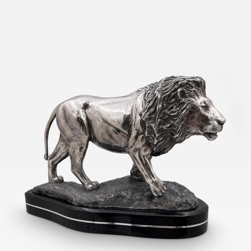 Simba Solid 999 Silver Large Realistic Sculpture of Lion by R Taylor