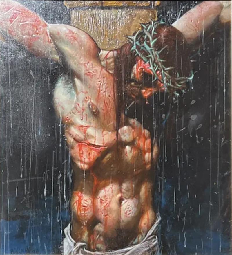 Simon Bisley Jesus in Agony no holds barred By Simon Bisley Original Art