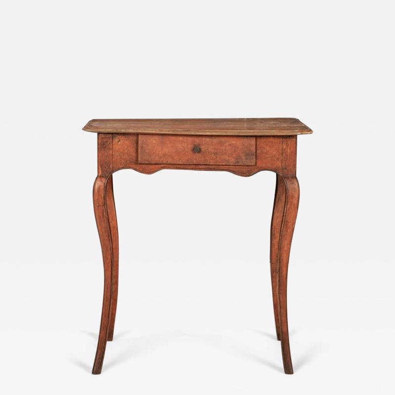 Single Drawer French Rococo Table Painted Chinese Red