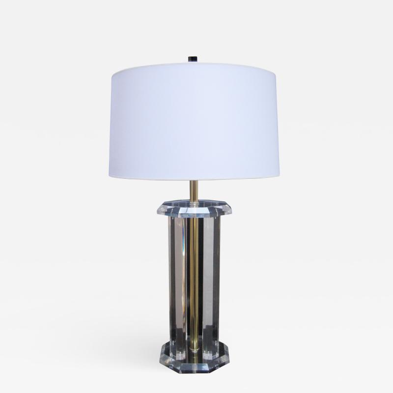 Single Modernist Octagonal Lucite Table Lamp