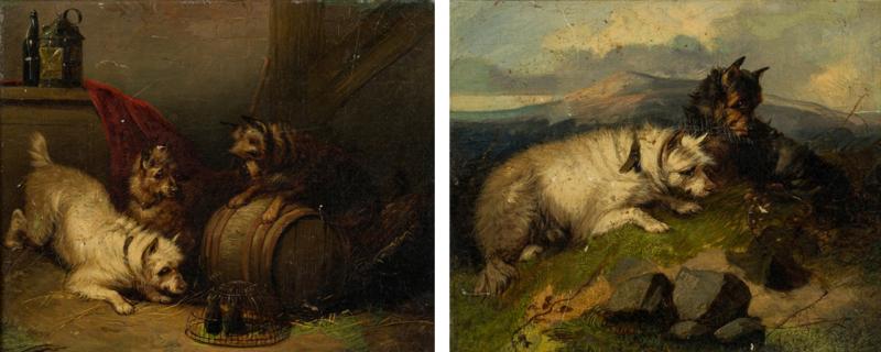 Sir Edwin Landseer Pair of English Victorian Dog Paintings by EDWIN LANDSEER