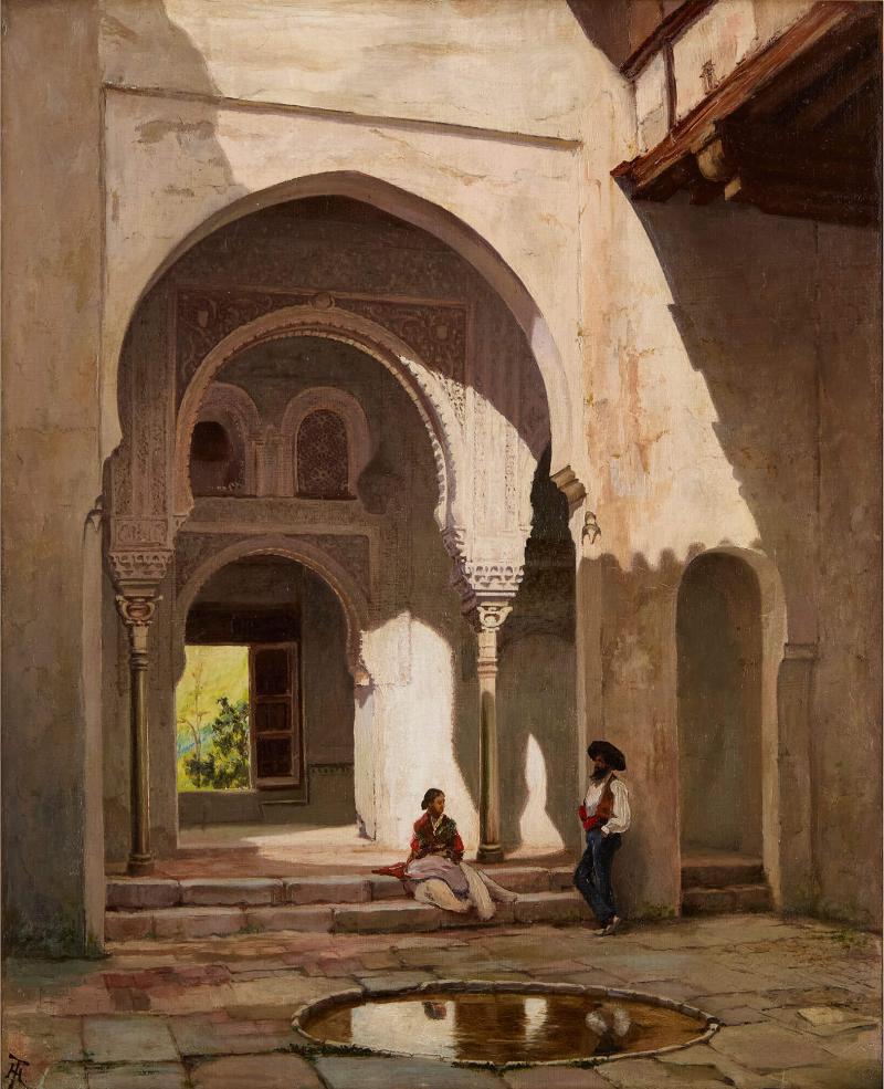 Sir Henry Thompson Antique British oil painting of the Alhambra by Thompson