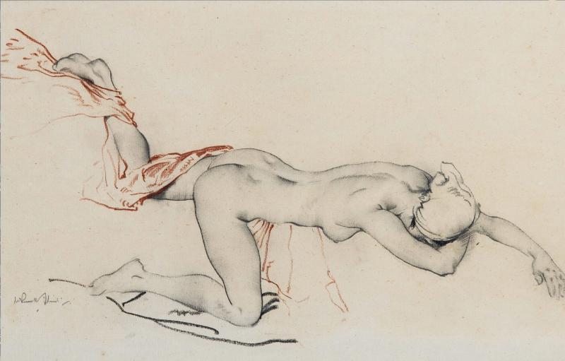 Sir William Russell Flint Sensuous Reclining Nude Original Work on Paper Signed 