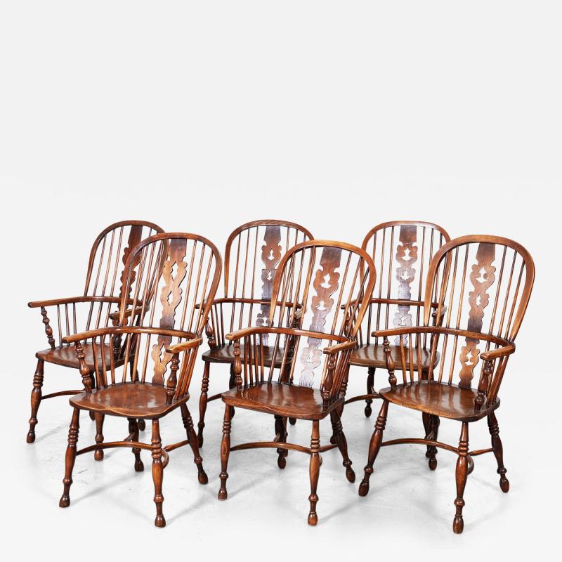 Six 19th c Windsor Armchairs