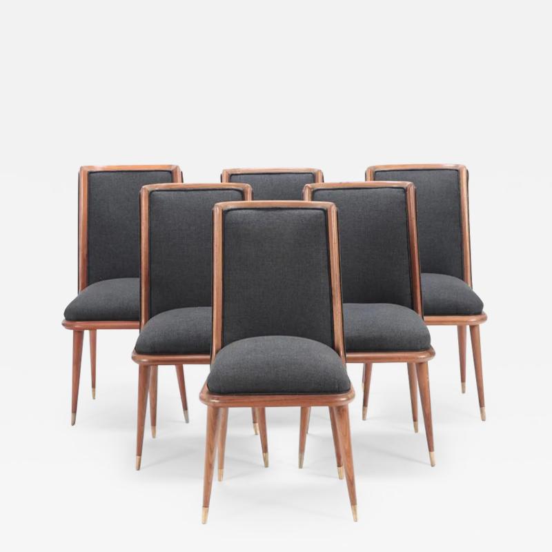 Six Elegant Dining Chairs with Recent Fabric
