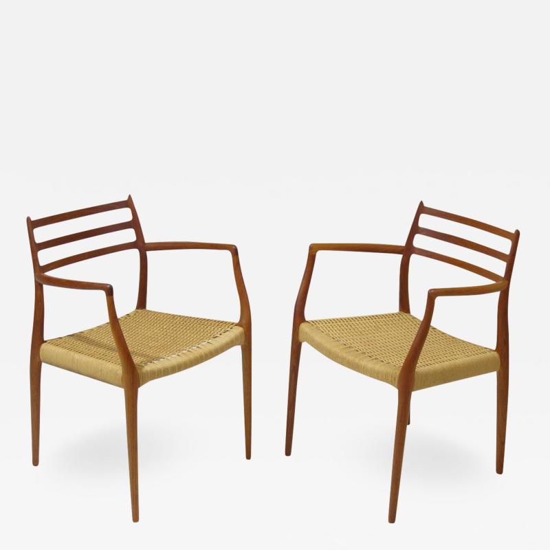 Six JL Moller Model 62 78 Carver Dining Chairs in Teak and Papercord