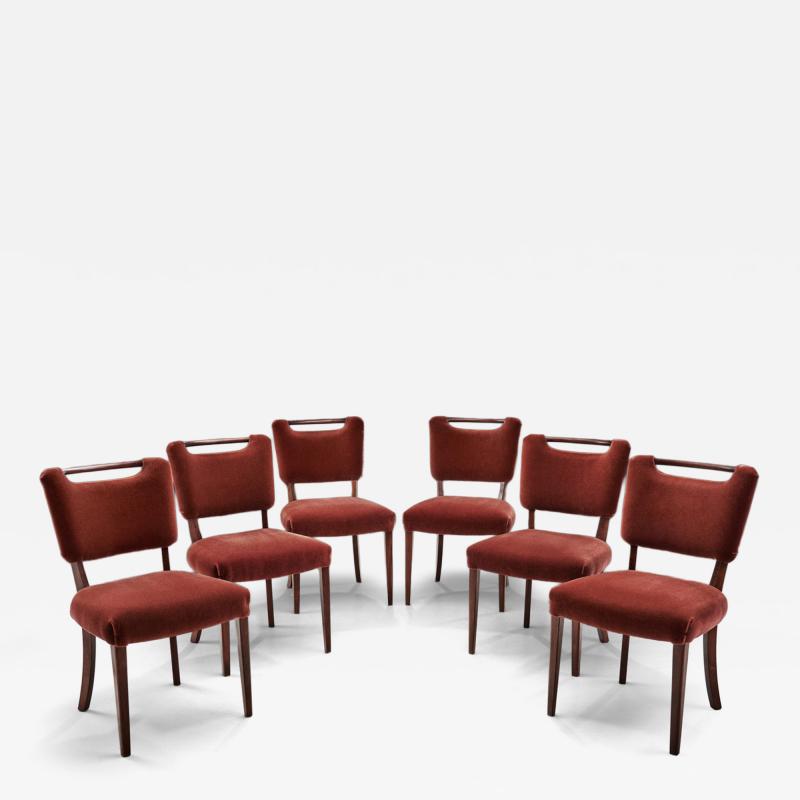 Six Upholstered Beech Dining Chairs by a European Cabinetmaker Europe ca 1950s