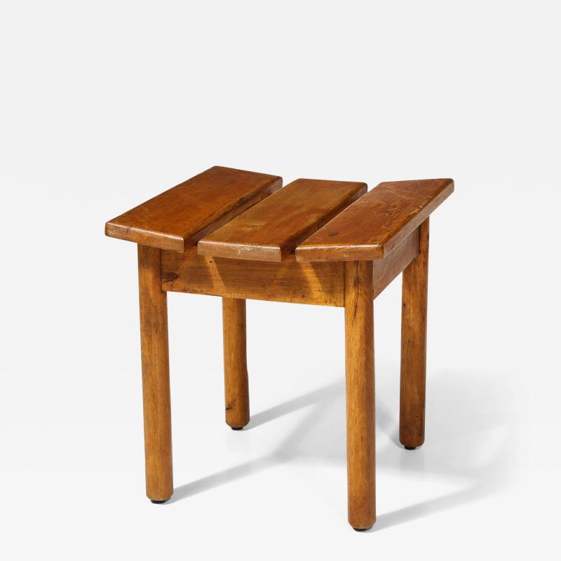 Slatted Oak Stool France c 1960
