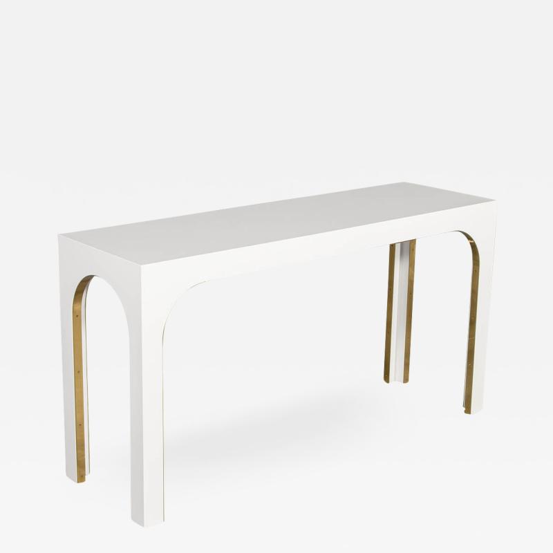 Sleek Modern White Console Table with Metal Accents