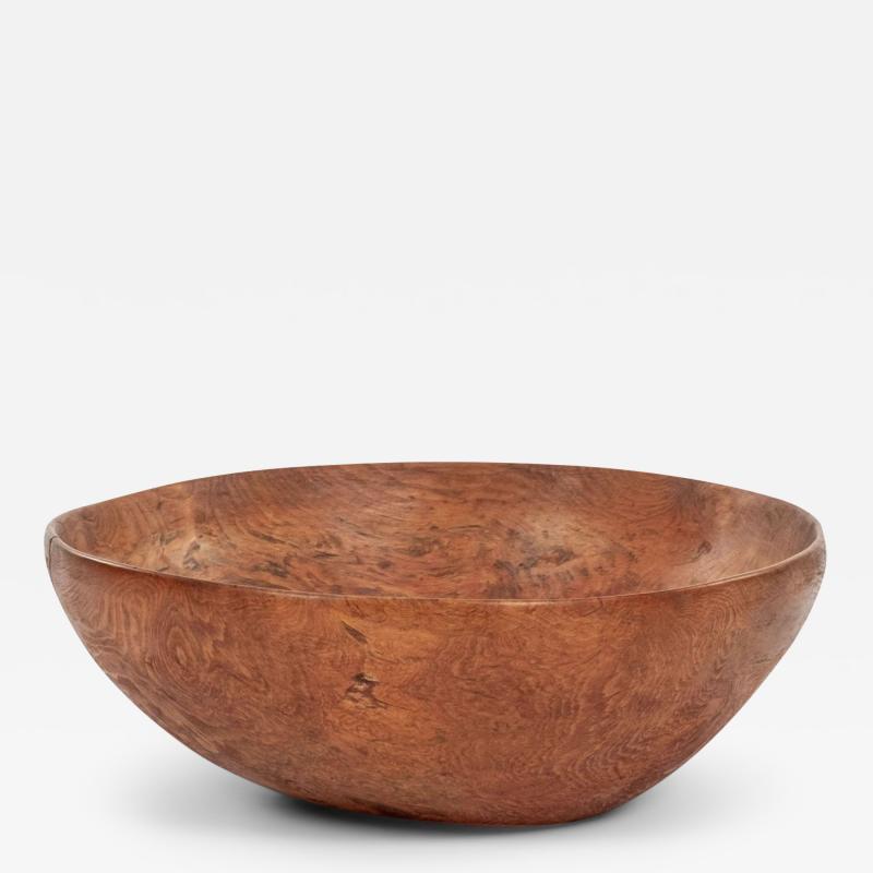 Slightly Organic Oval Shape Swedish Dugout bowl Covered in remnants of Red Paint