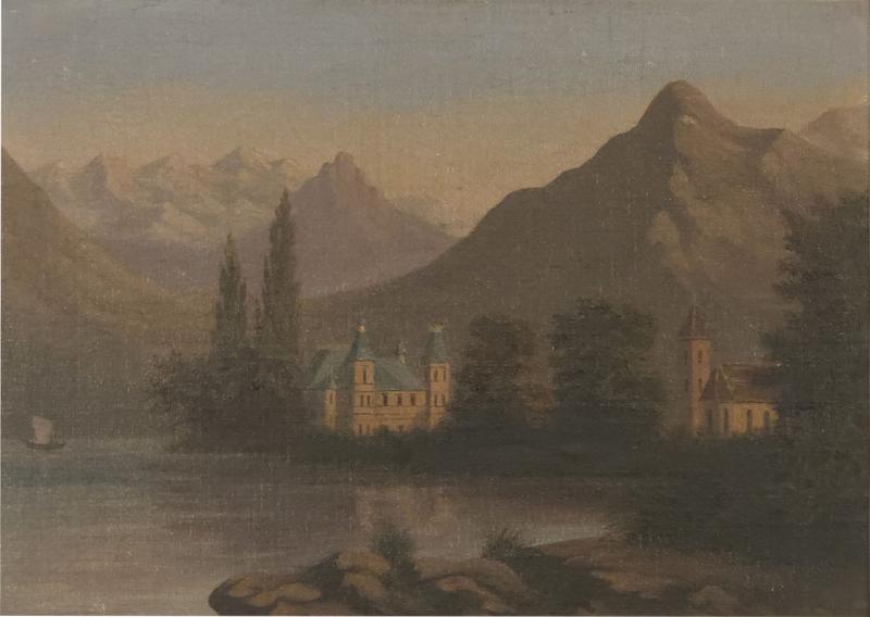 Small Alpine Lake Painting 19th century