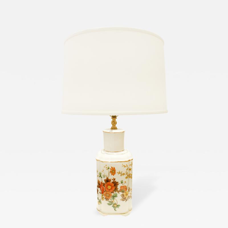 Small Artisan Hand Painted Porcelain Table Lamp 1960s