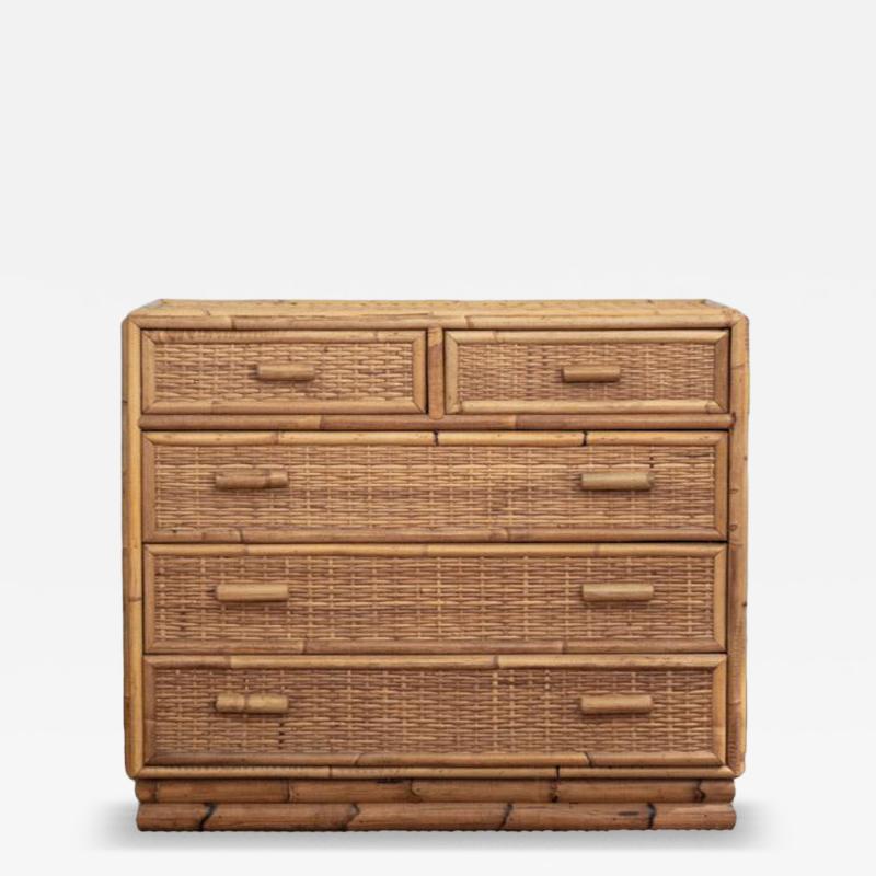 Small Bamboo and Rattan Chest of Drawers 1980s