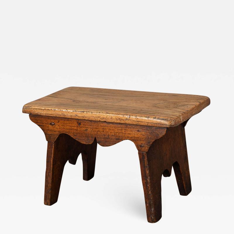 Small Boarded Elm 18th Century Stool of Trestle Design