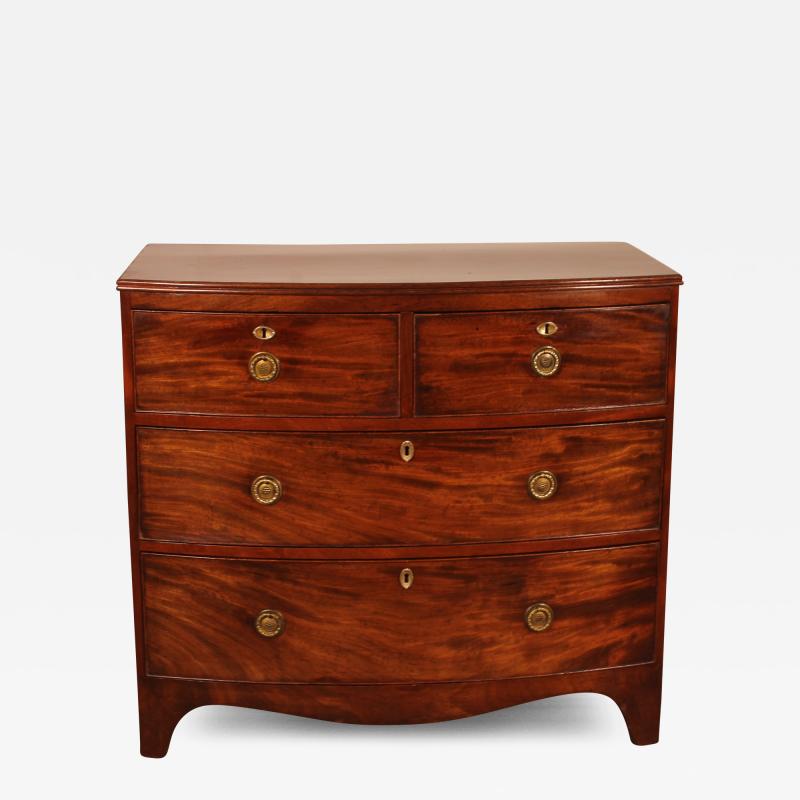 Small Bowfront Mahogany Chest Of Drawers Circa 1800