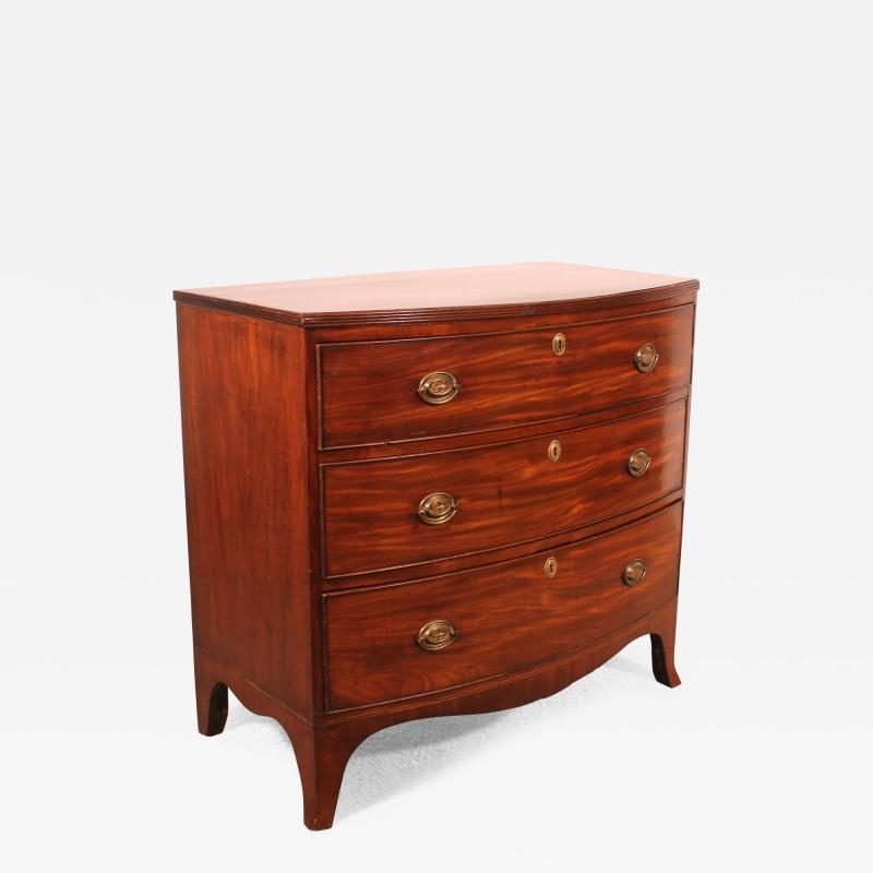 Small Bowfront Mahogany Chest Of Drawers Regency Period