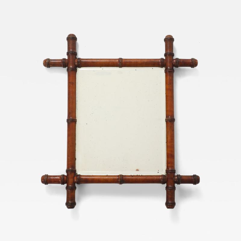 Small Faux Bamboo Carved Frame Mirror England 1940s