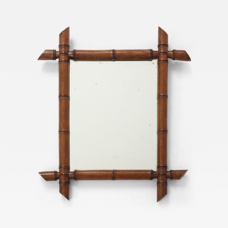 Small Faux Bamboo Carved Frame Mirror England 1940s