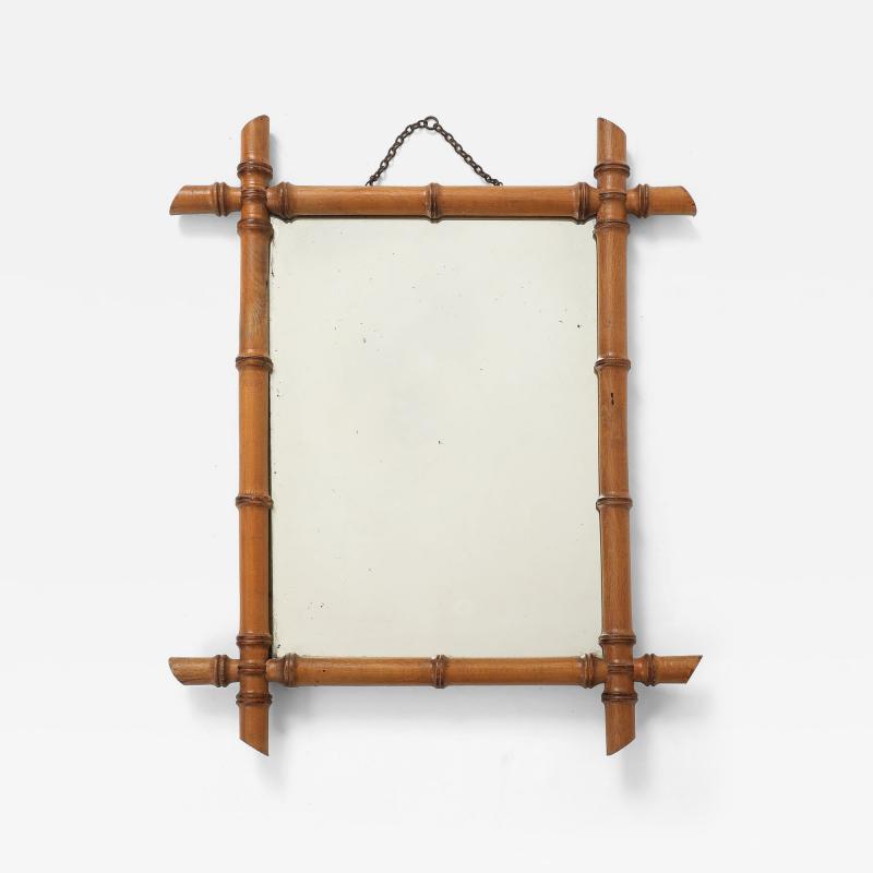 Small Faux Bamboo Carved Frame Mirror England 1940s
