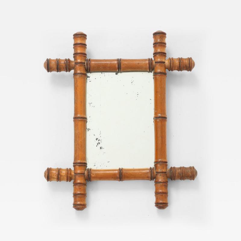 Small Faux Bamboo Carved Frame Mirror England 1940s