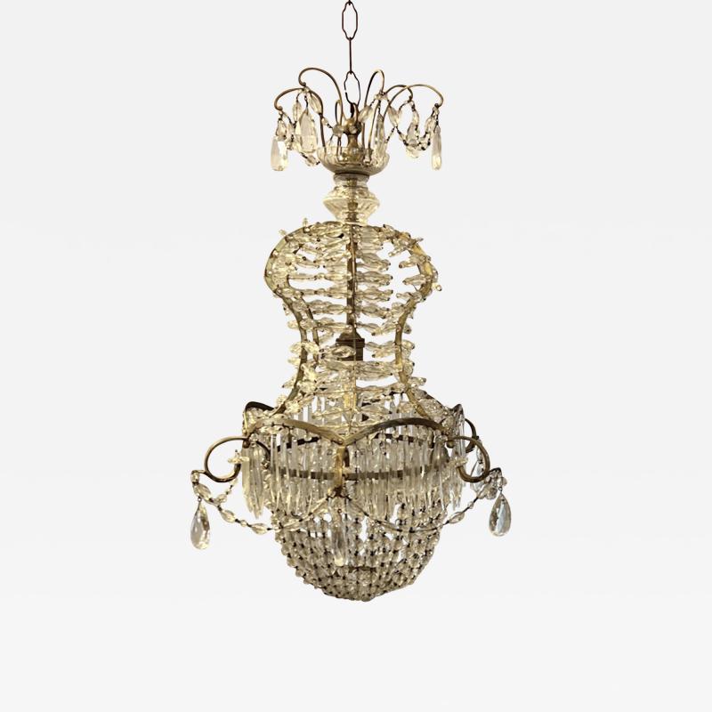 Small French 1950s Basket Chandelier