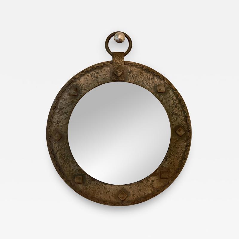Small French 1950s Round Mirror
