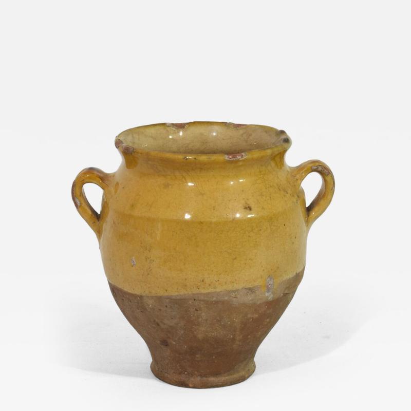 Small French 19th Century Yellow Glazed Ceramic Confit Jar