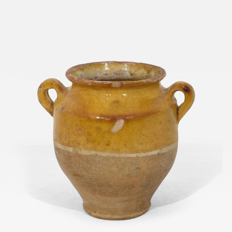 Small French 19th Century Yellow Glazed Ceramic Confit Jar