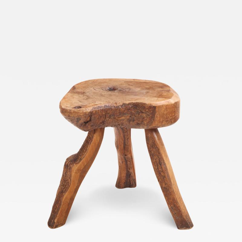 Small French Rustic Hardwood Table or Stool C 1950