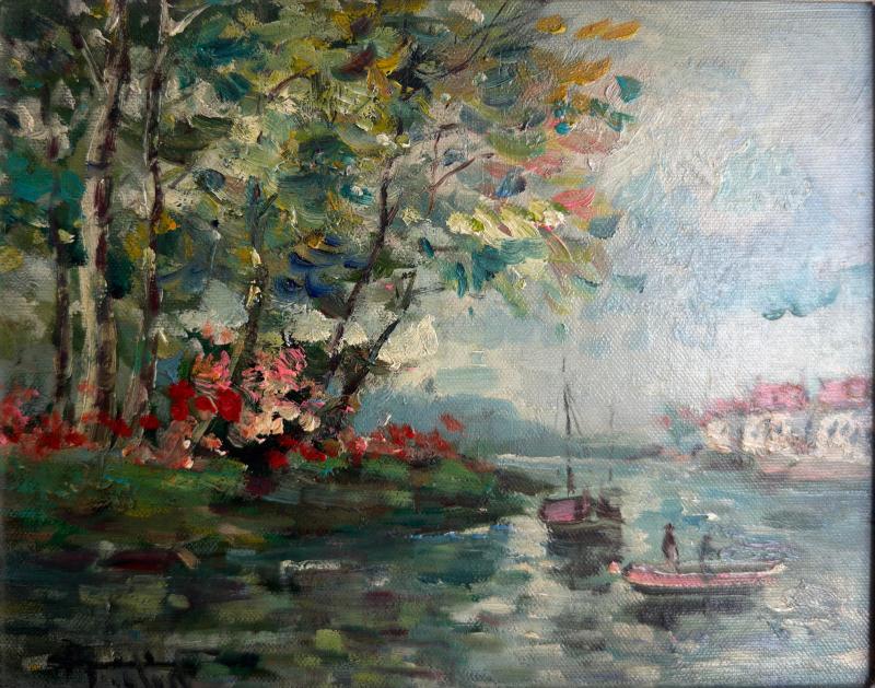 Small Impressionist European Seascape Oil Painting