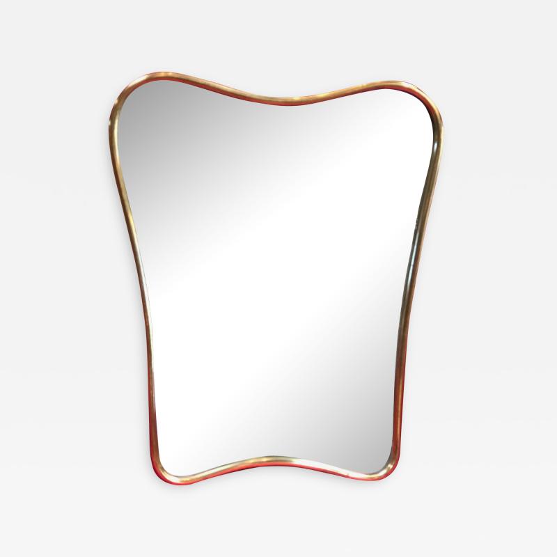 Small Italian Minimal Curvilinear Brass Mirror 1950s