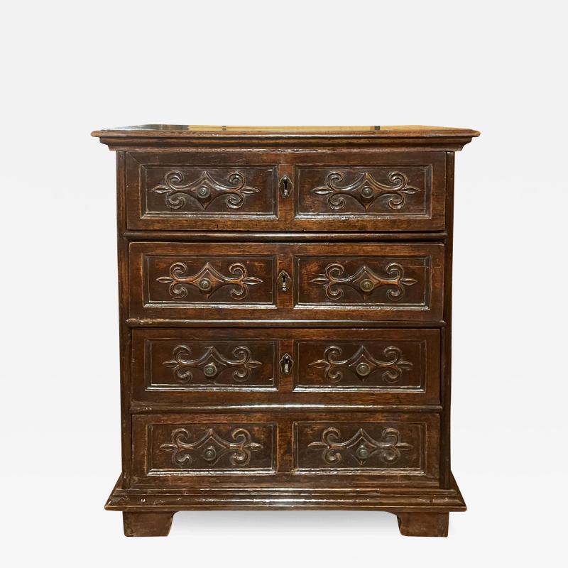 Small Italian Walnut Chest Of Drawers 17th Century