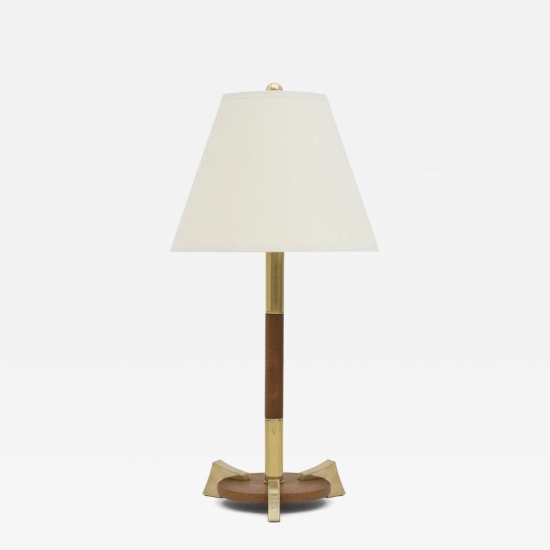 Small Mahogany and Brass Table Lamp