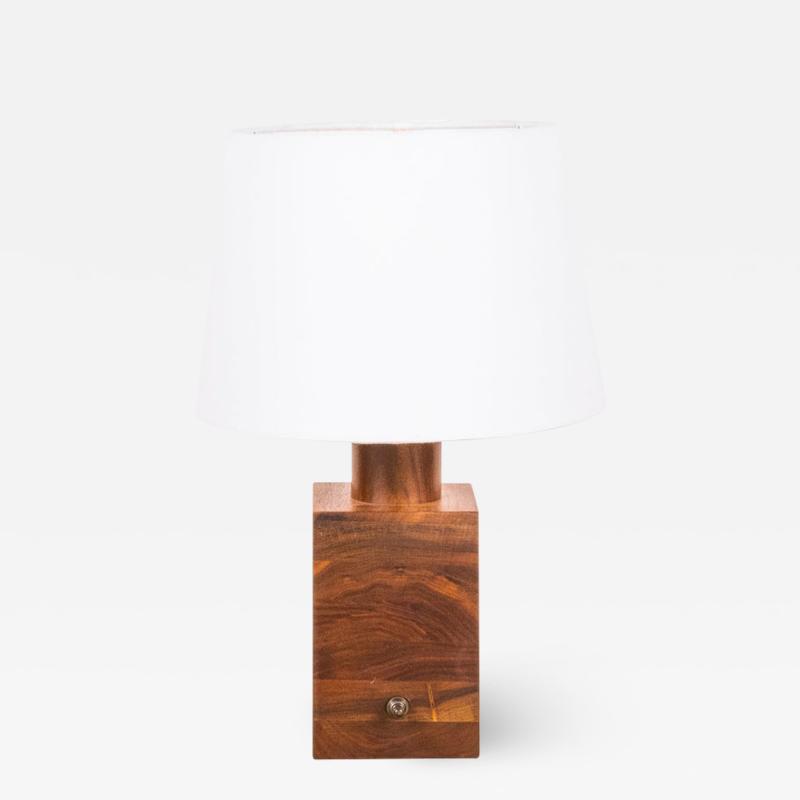 Small Minimalist Teak Lamp With Parchment Paper Shade