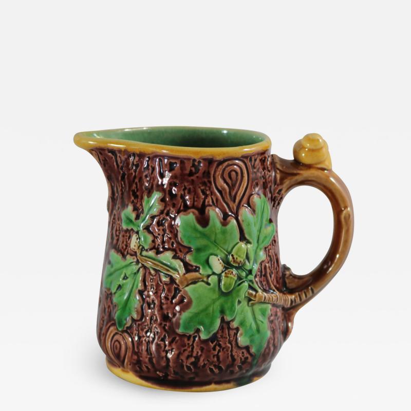 Small Minton Majolica Oak Jug Pitcher with Snail Handle