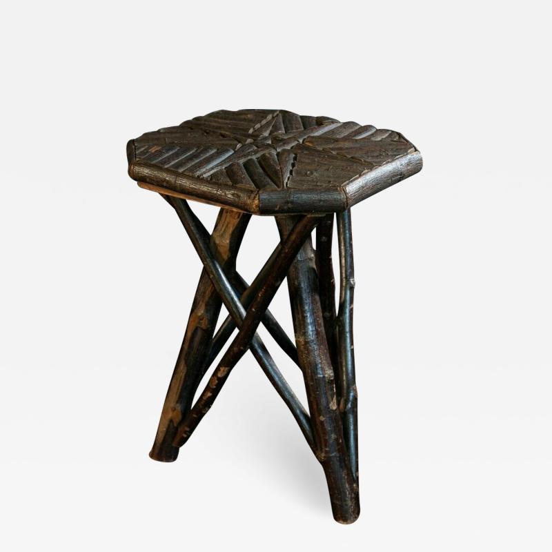 Small Naive Hazel wood Twig stool side table