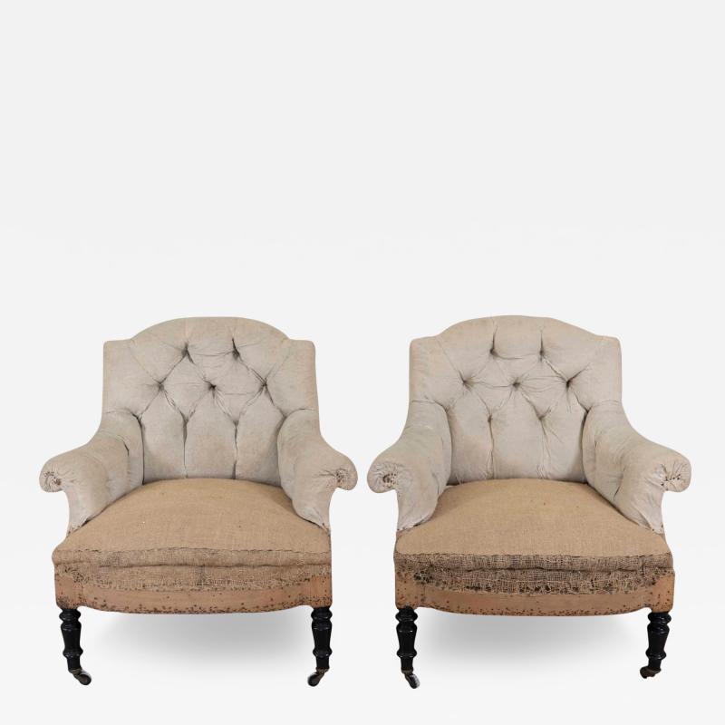 Small Pair of 19th Century Napoleon III Chairs Ready to Upholster