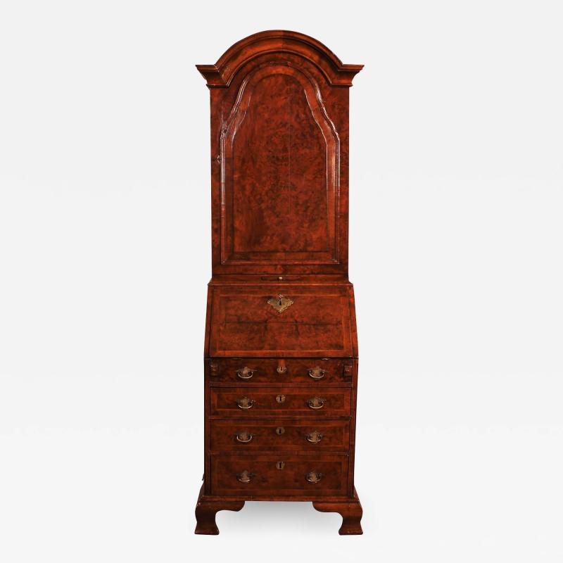 Small Secretary In Burl Walnut With Dome 18 Century