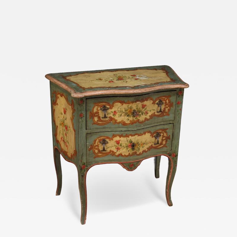 Small lacquered and painted Venetian commode from the 20th century