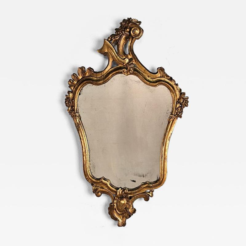 Smaller Italian Antique Giltwood Mirror 19th century or earlier