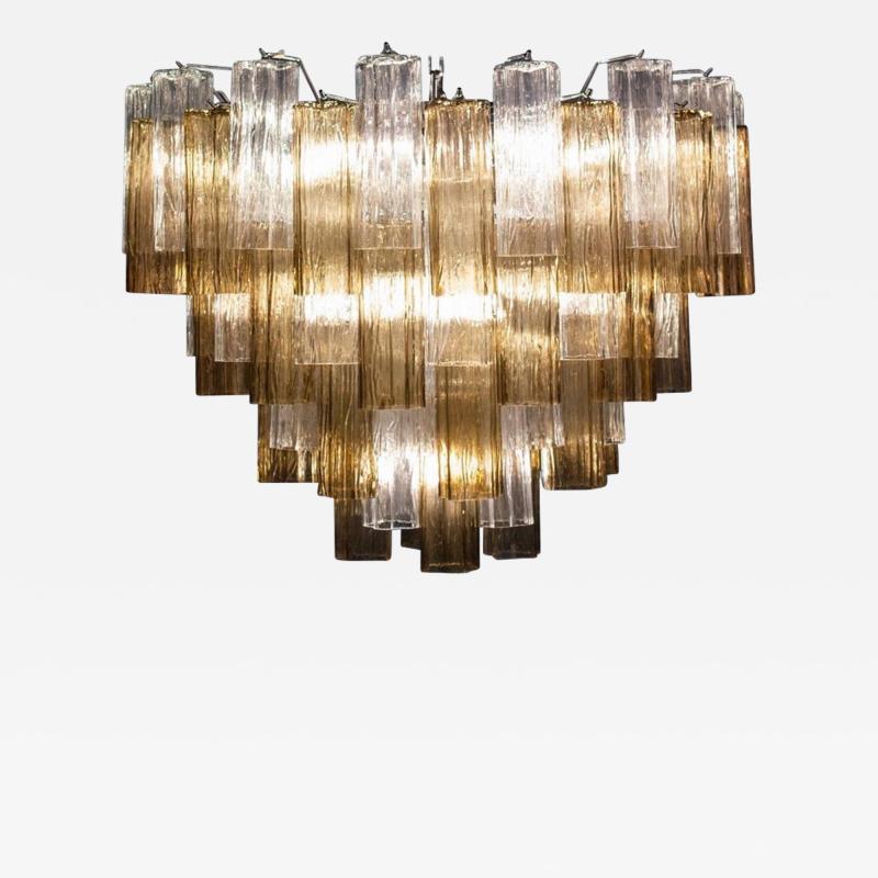 Smoke and Clear Murano Glass Tronchi Chandelier or Ceiling Light