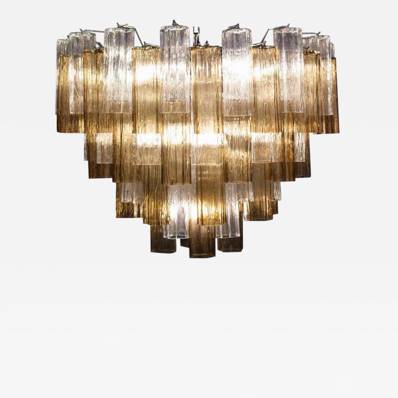 Smoke and Clear Murano Glass Tronchi Chandelier or Ceiling Light